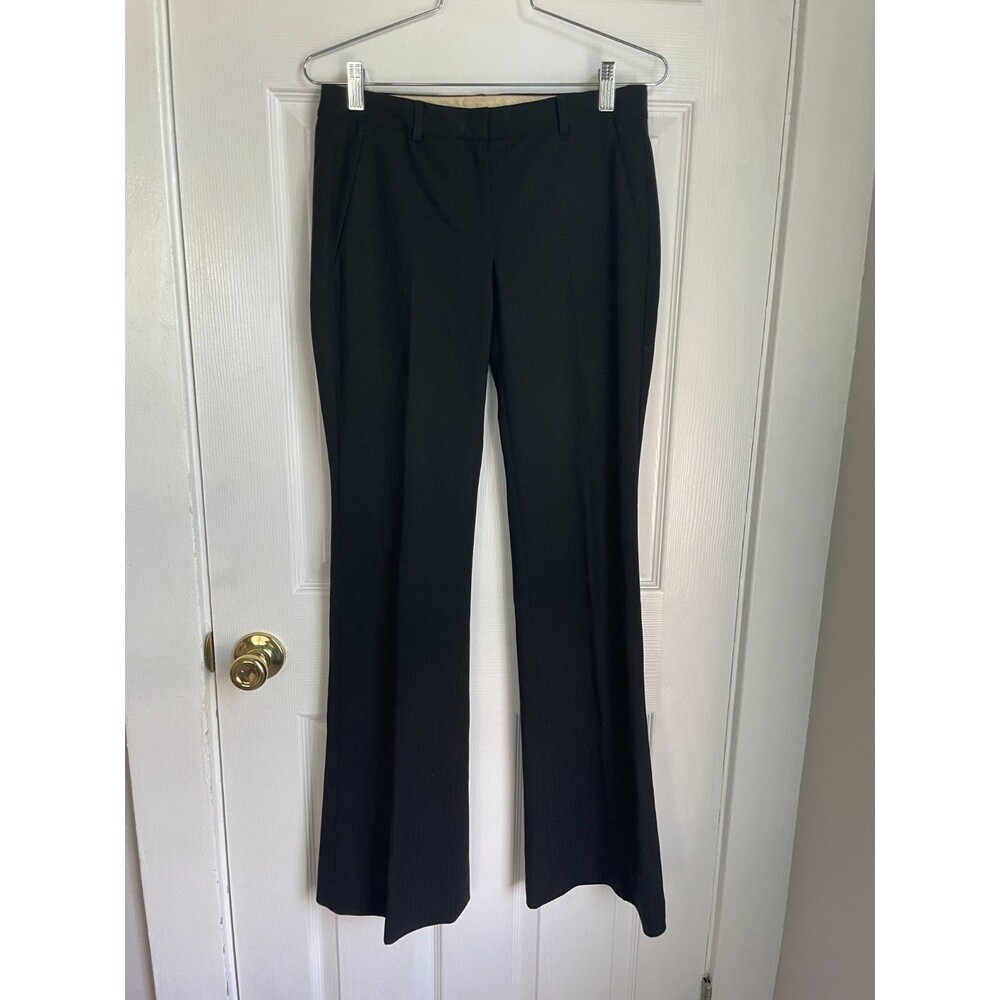 Theory Womens Black Flare Leg Pocket Trousers pinstripe Pants Size 2